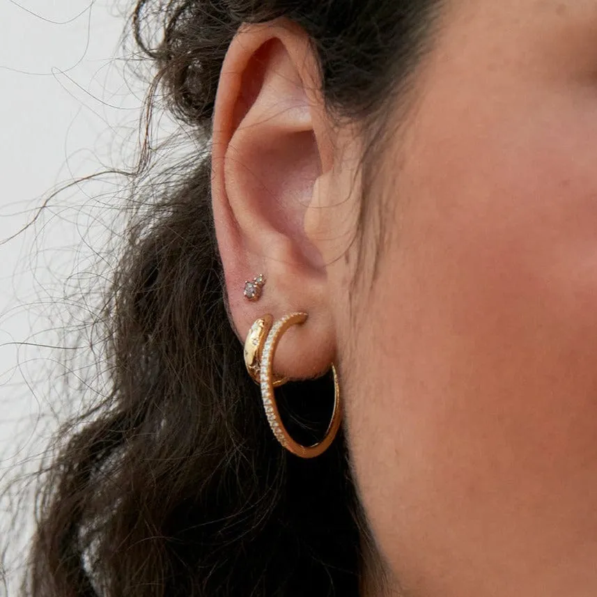Gold Starry Kyoto Opal Huggie Hoop Earrings