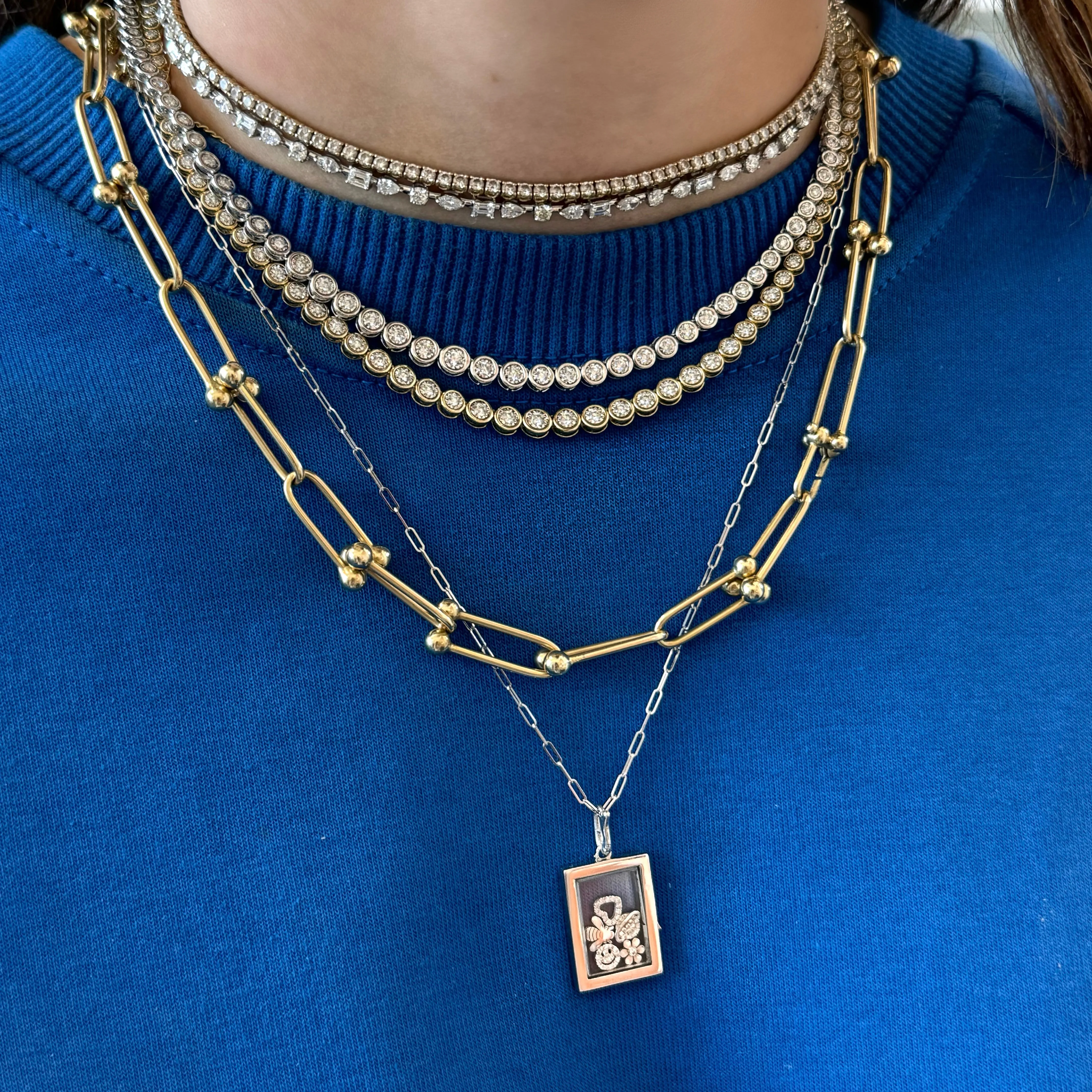 Graduated Bezel Diamond Tennis Necklace