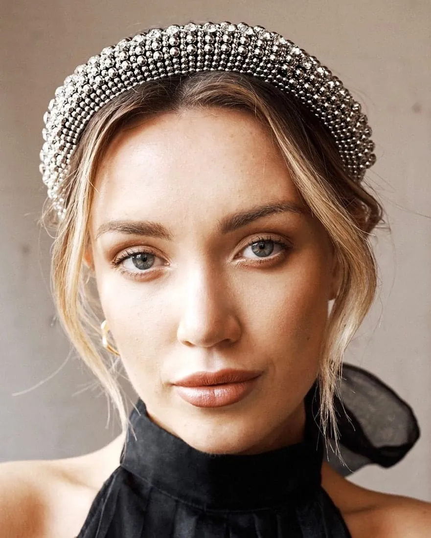 Jodie Beaded Embellished Headband - Silver