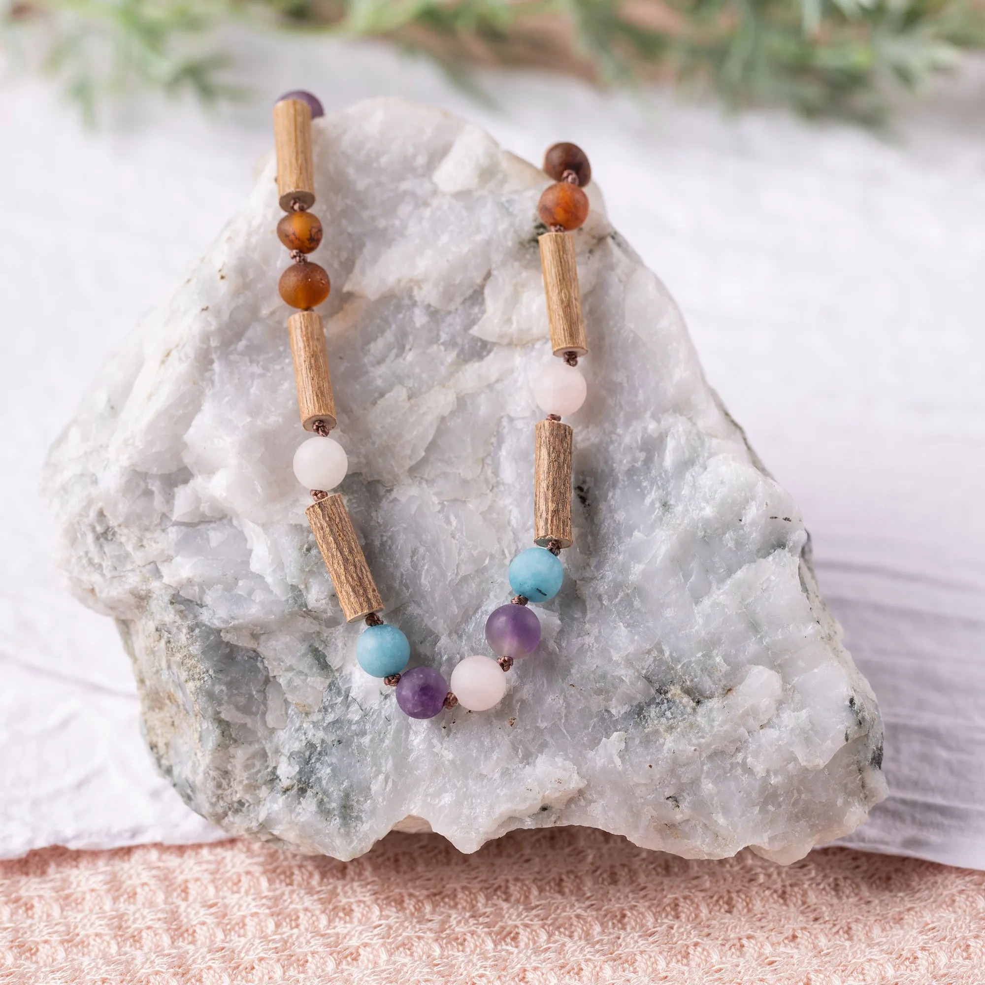Kids | Mermaid Mix   Raw Cognac Amber Hazelwood Necklace