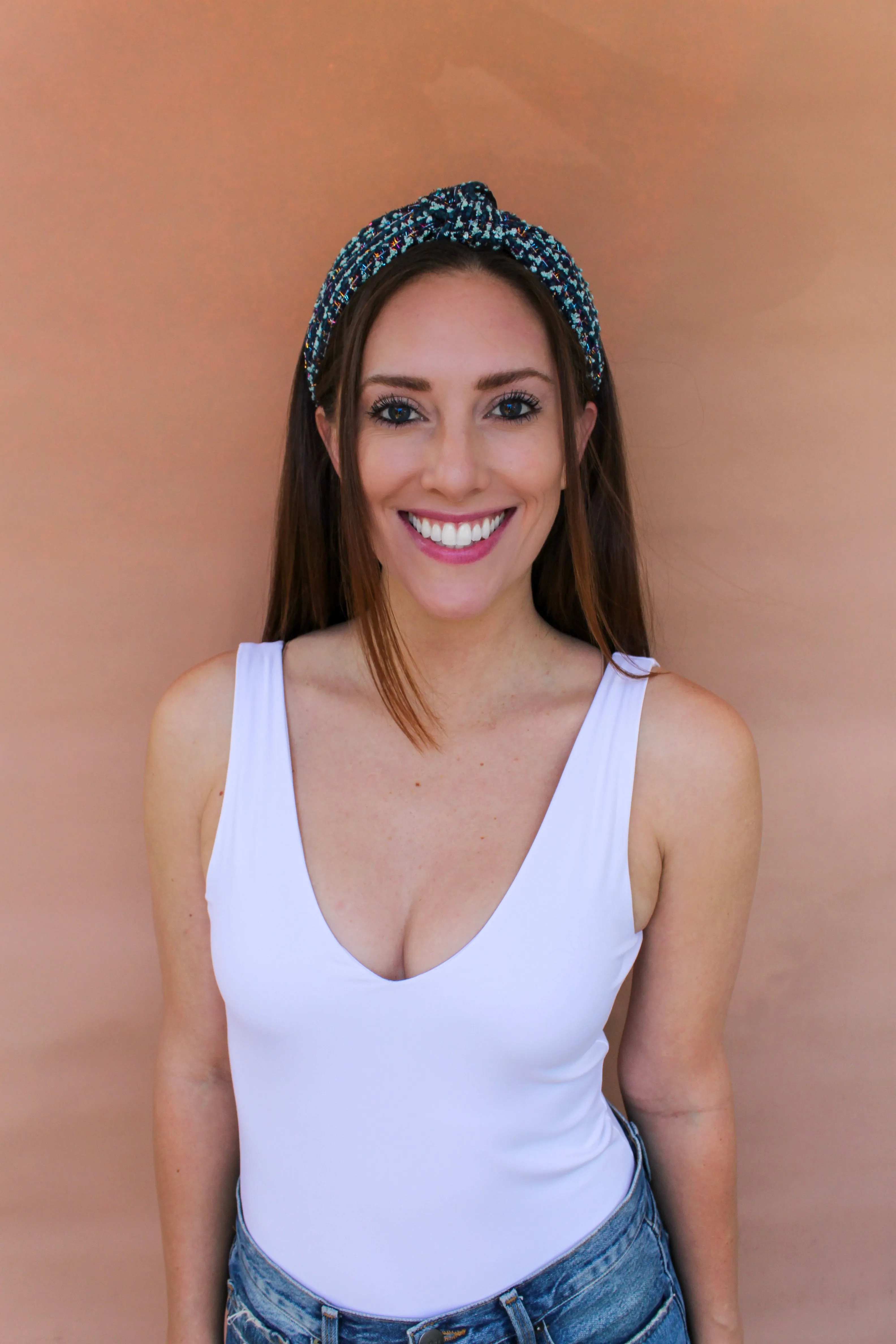 Knotted Headband | Teal Tweed