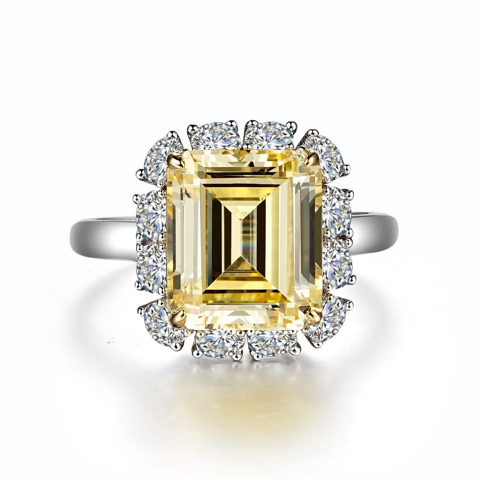 Lafonn Emerald Cut Simulated Yellow Diamond Halo Ring