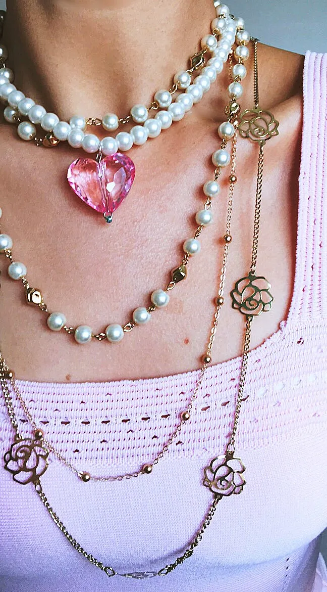 LARGE HEART PEARL NECKLACE