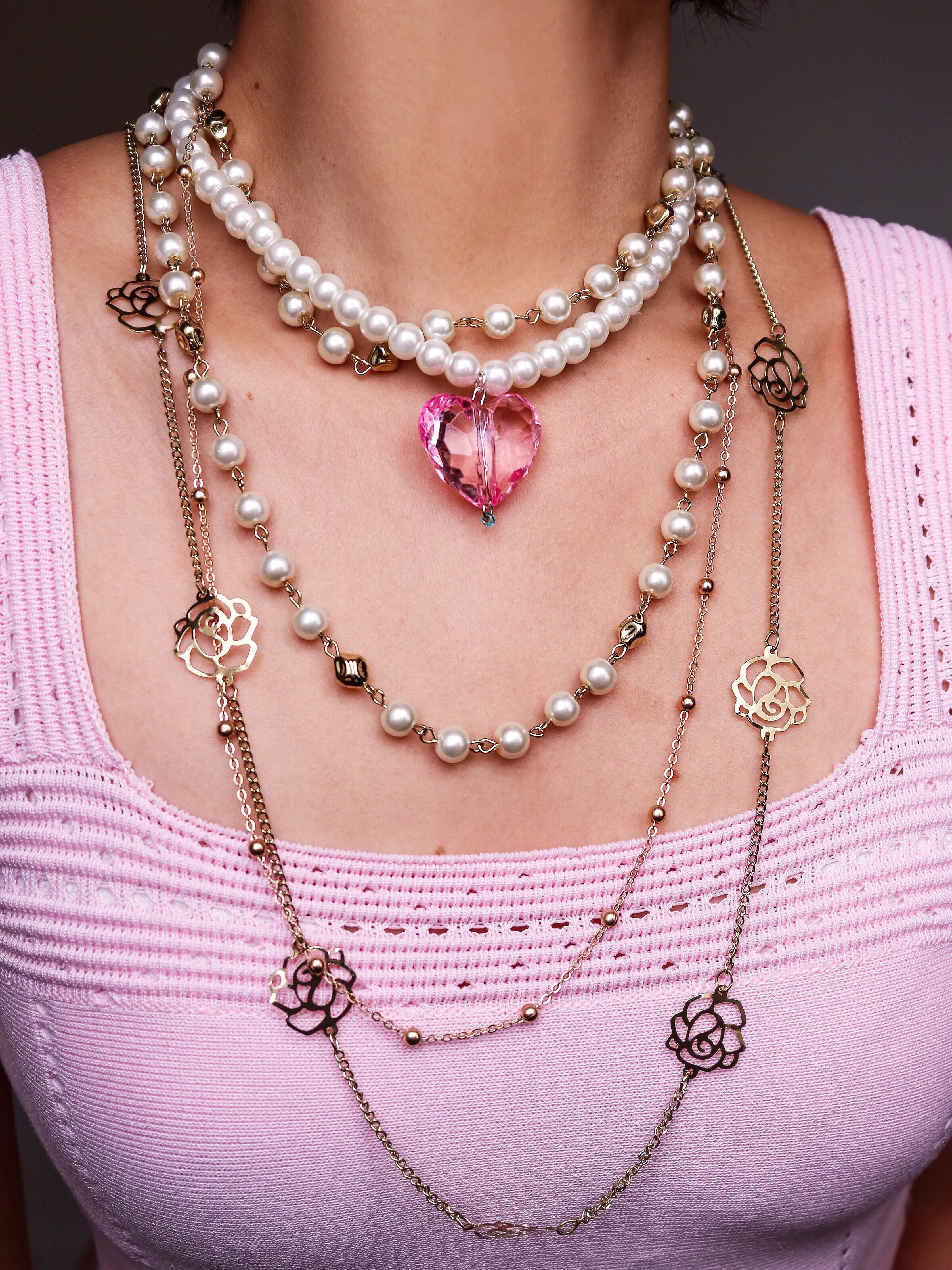 LARGE HEART PEARL NECKLACE