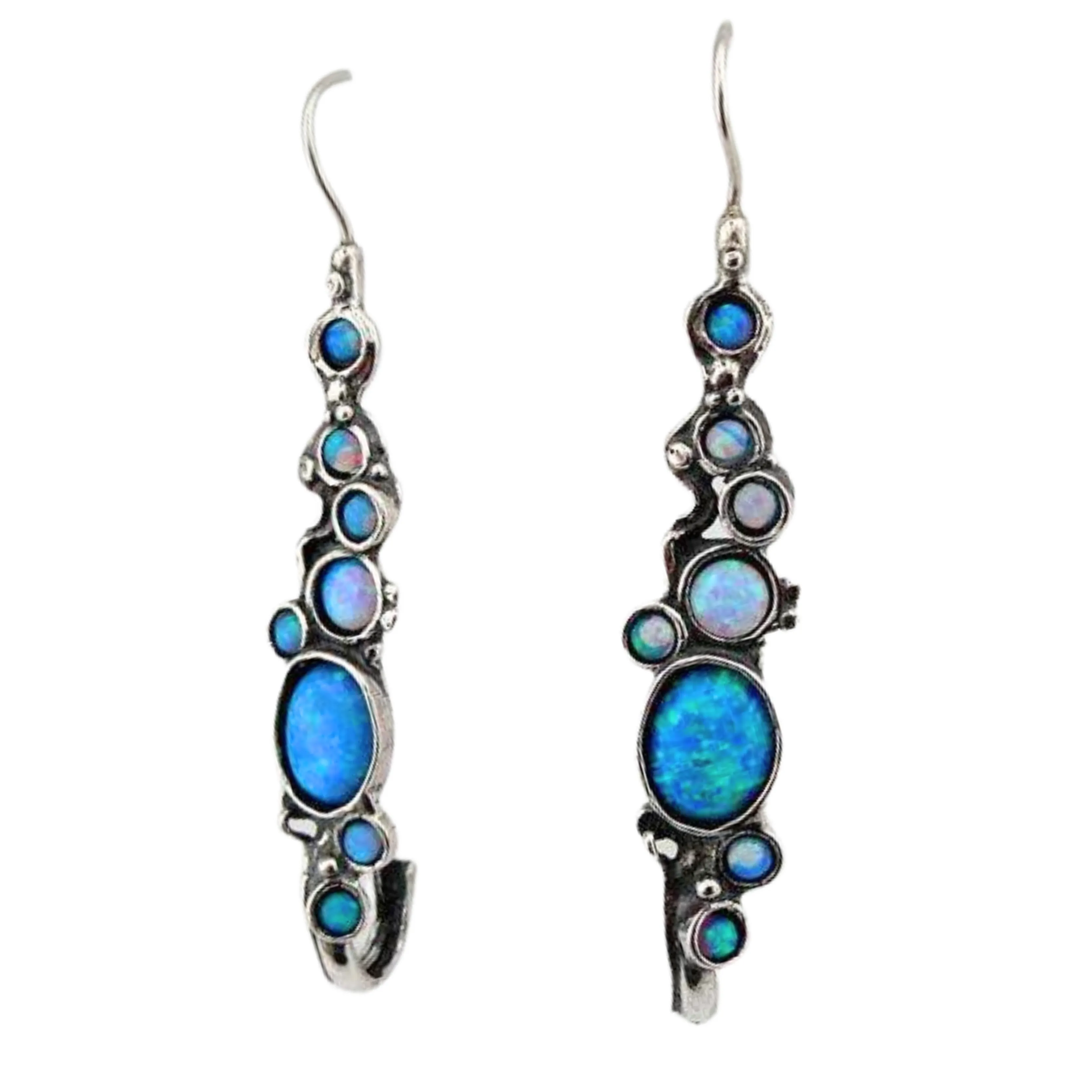 Long Blue Opal Earrings