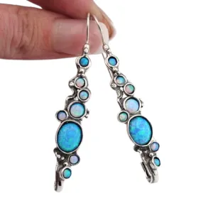 Long Blue Opal Earrings