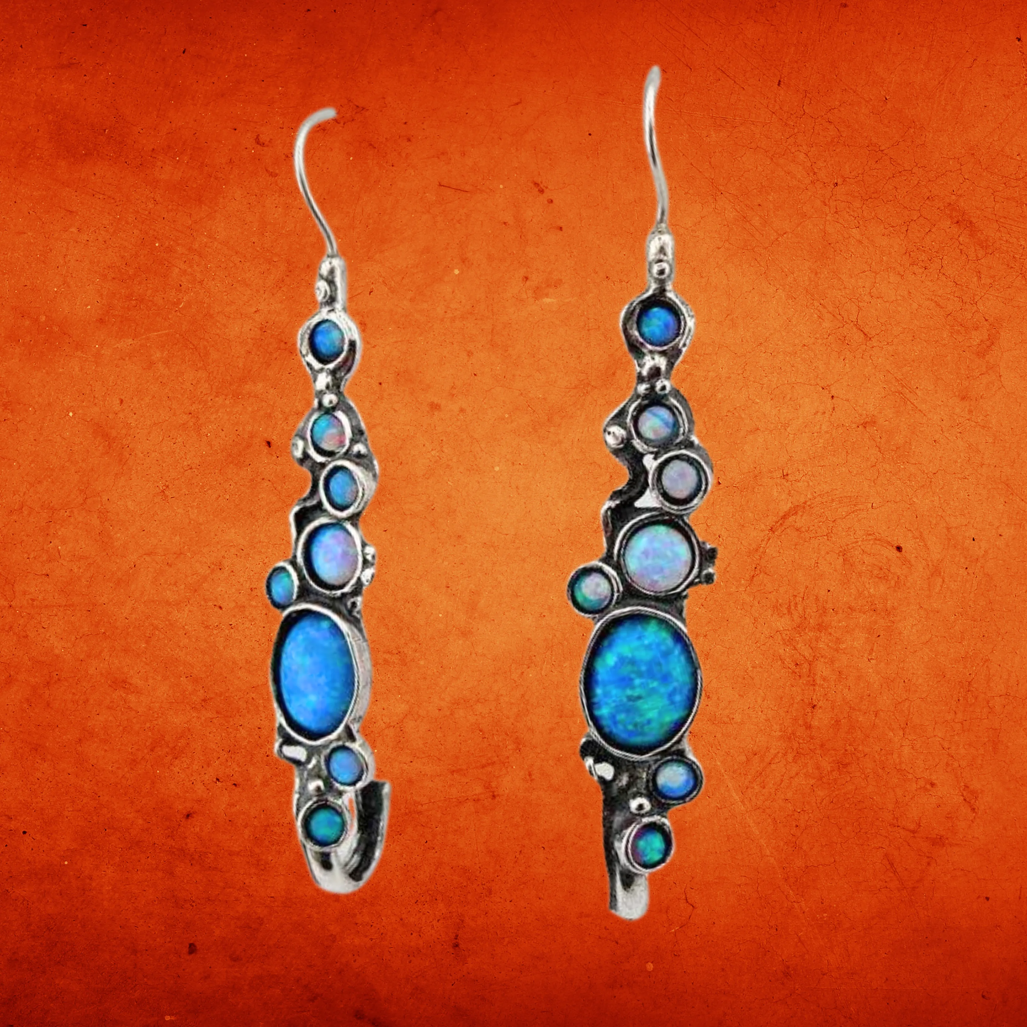 Long Blue Opal Earrings