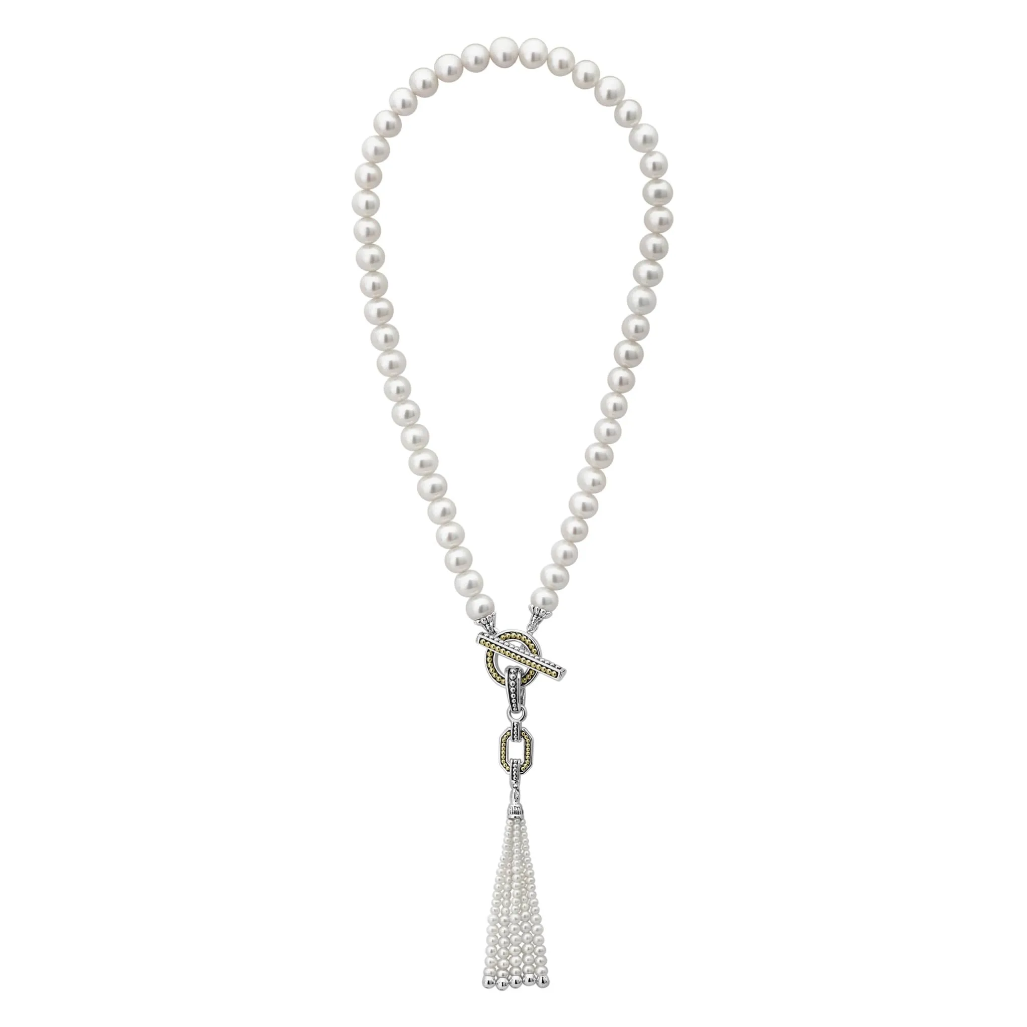 Luna Pearl Tassel Toggle Necklace