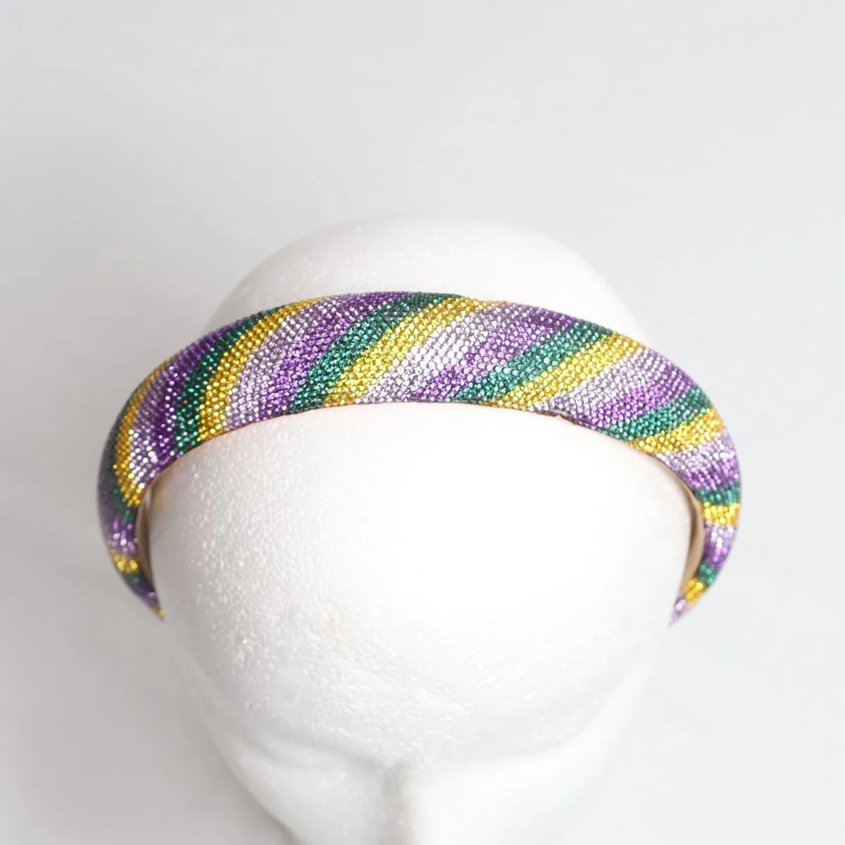 Mardi Gras Striped Rhinestone Headband