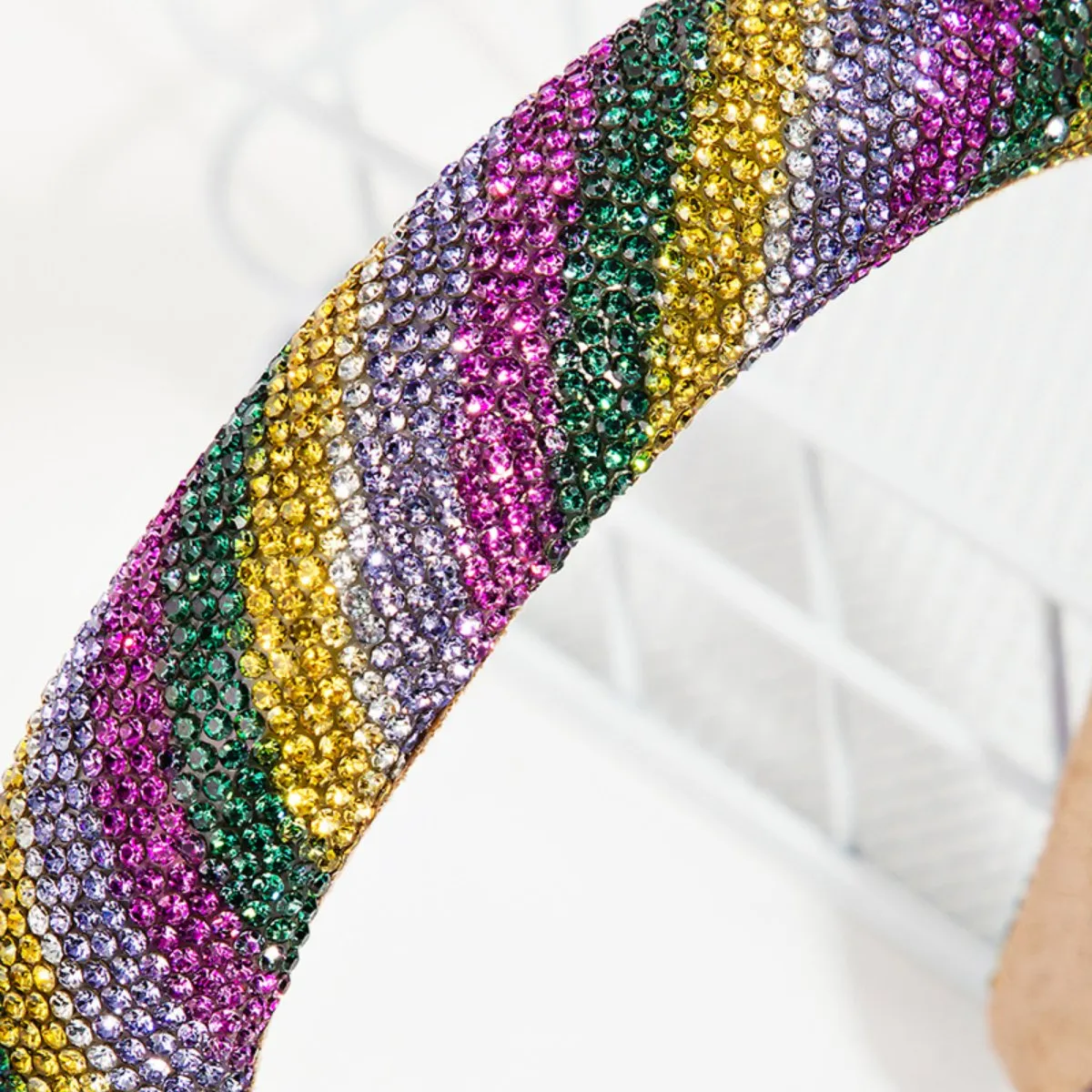 Mardi Gras Striped Rhinestone Headband