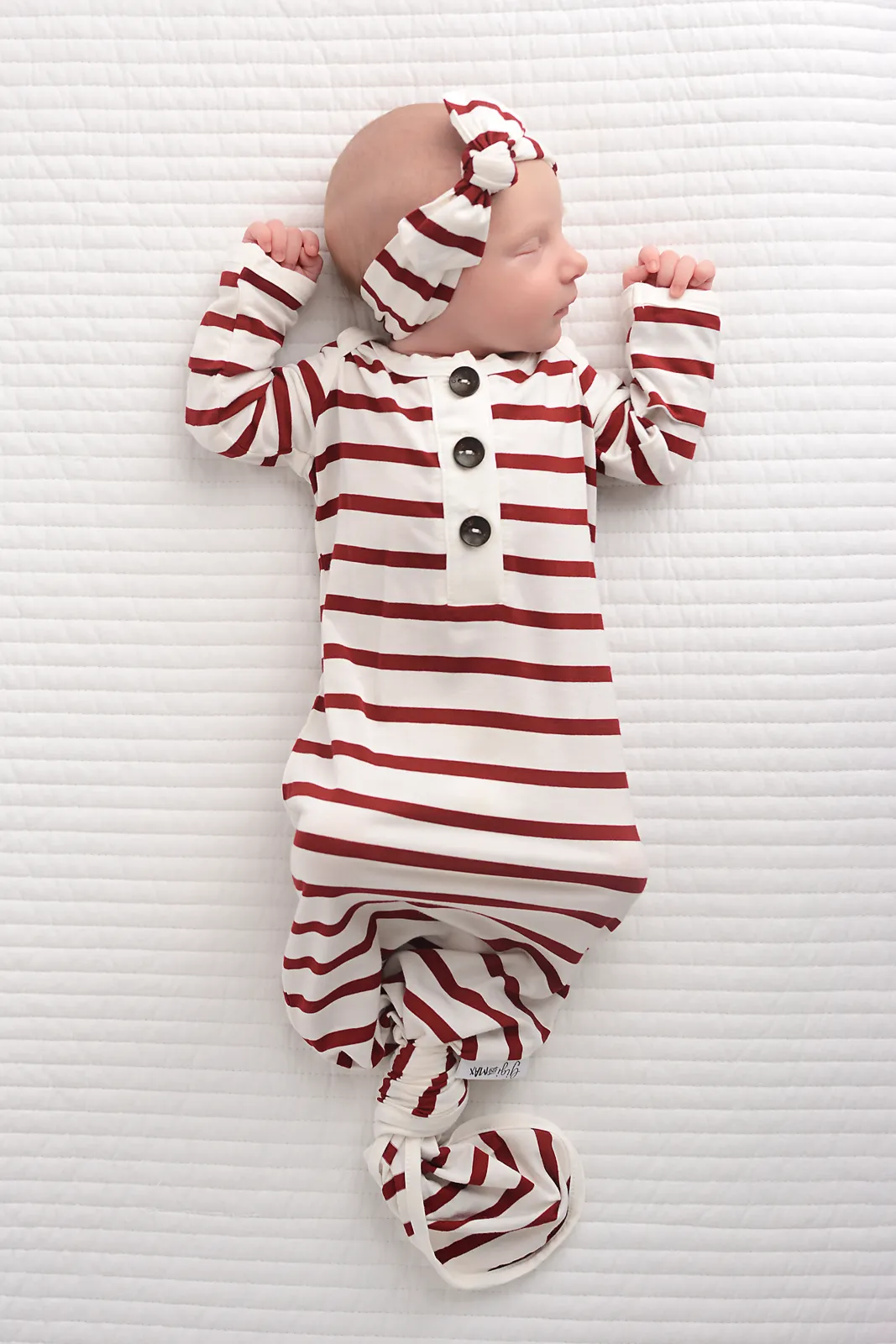 Maroon Stripe Topknot Headband