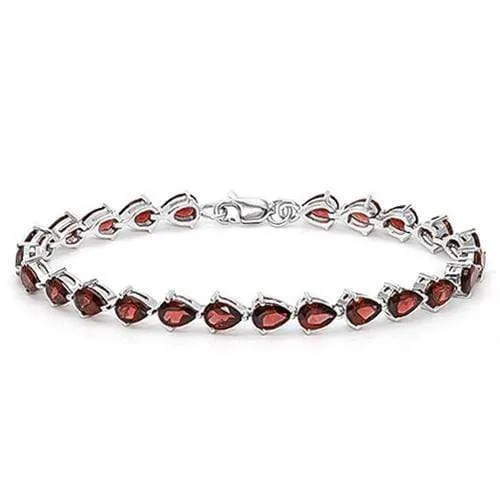 MARVELOUS !   11 1/2 CARAT (24 PCS) GARNET   925 STERLING SILVER BRACELET