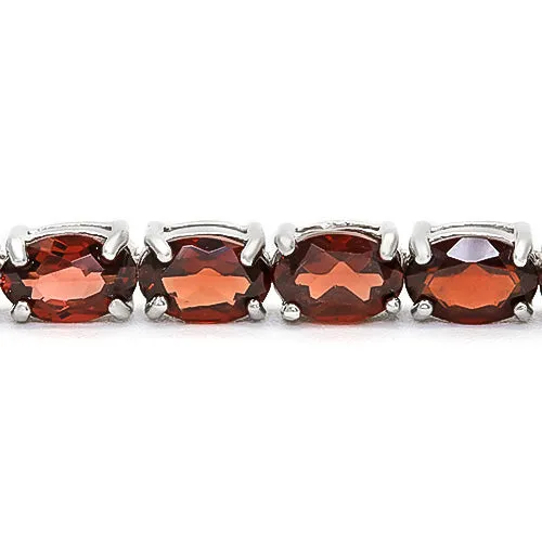 MARVELOUS !   133/5 CARAT (26 PCS) OVAL SHAPE RED GARNET  925 STERLING SILVER BRACELET