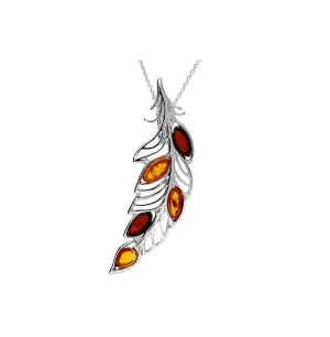 MILENA Leaf Amber Silver Necklace