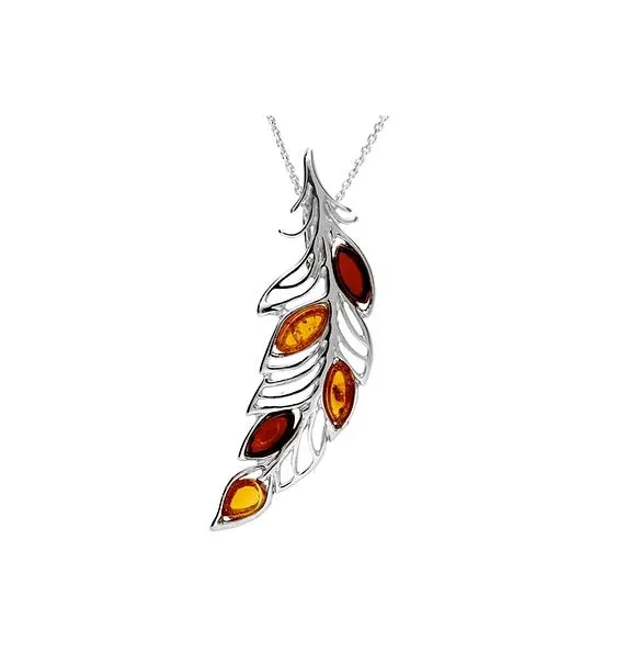 MILENA Leaf Amber Silver Necklace