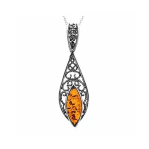 MILENA necklace Silver and Amber Vintage