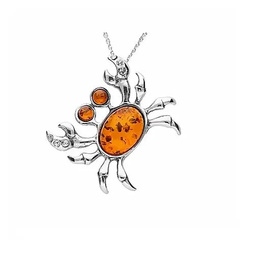 MILENA Pendant Necklace Silver and Baltic Amber Crab