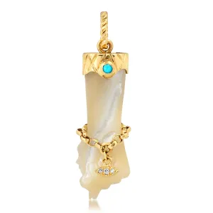 Mother of Pearl and Gemstone Figa Charm Pendant