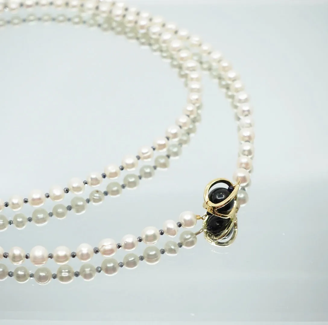 Multi-style Opera Pearl Necklace (Black Terahertz Stone)