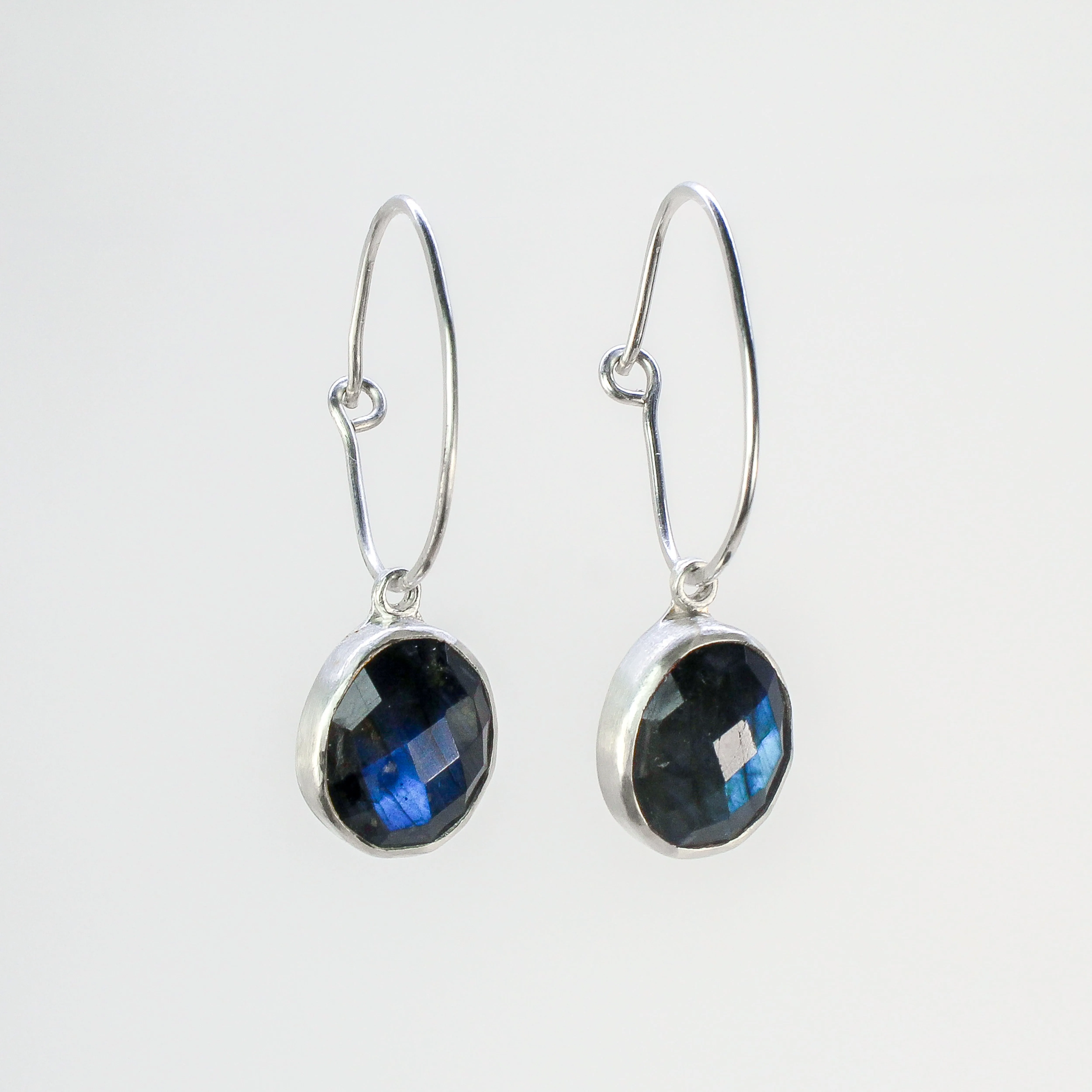 NEW! Rose Cut Labradorite on Sterling Silver Hoop Earrings by Ashley Procopio