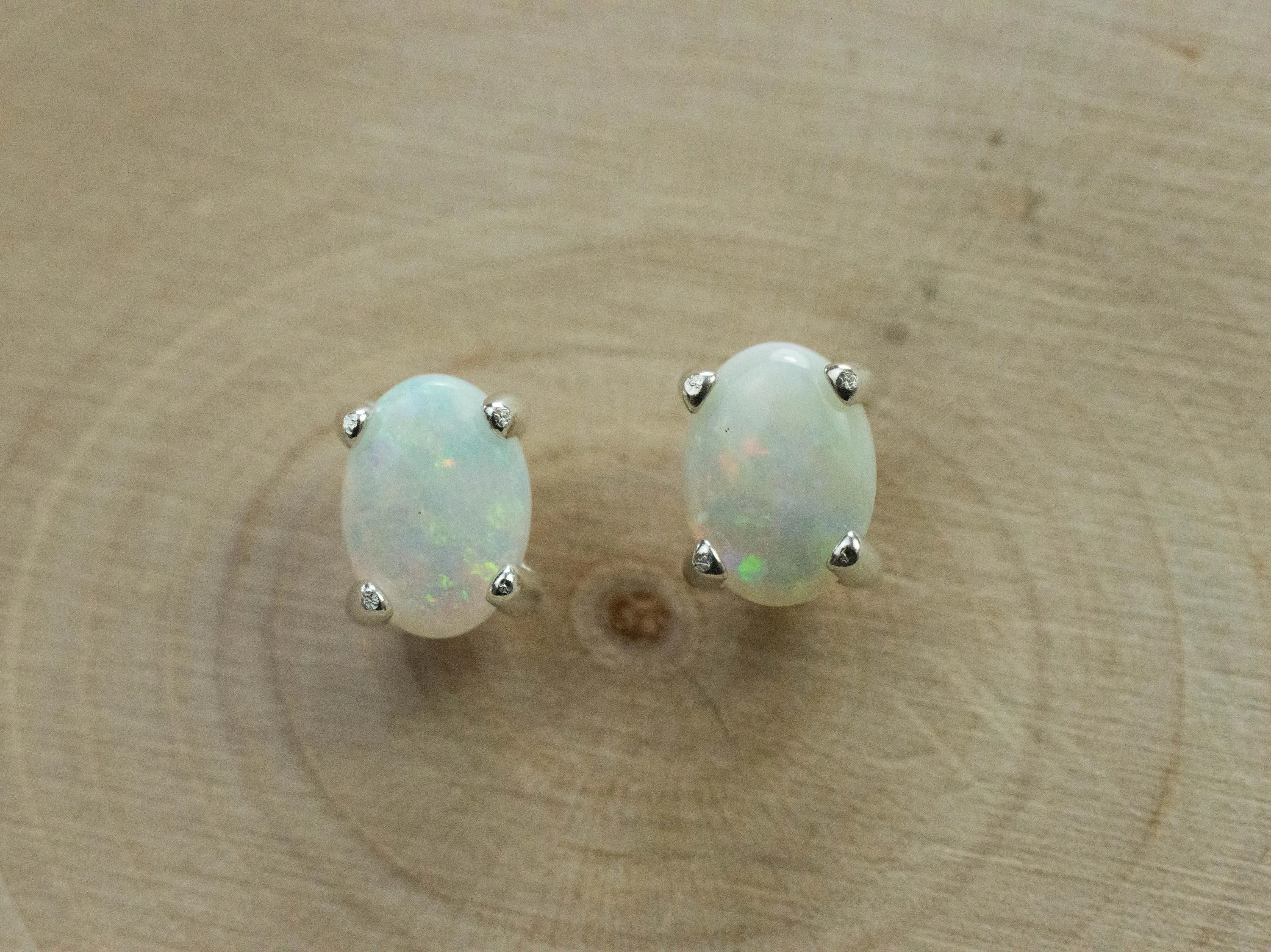 Opal Earrings, Natural Untreated Australia Opal; 0.995cts