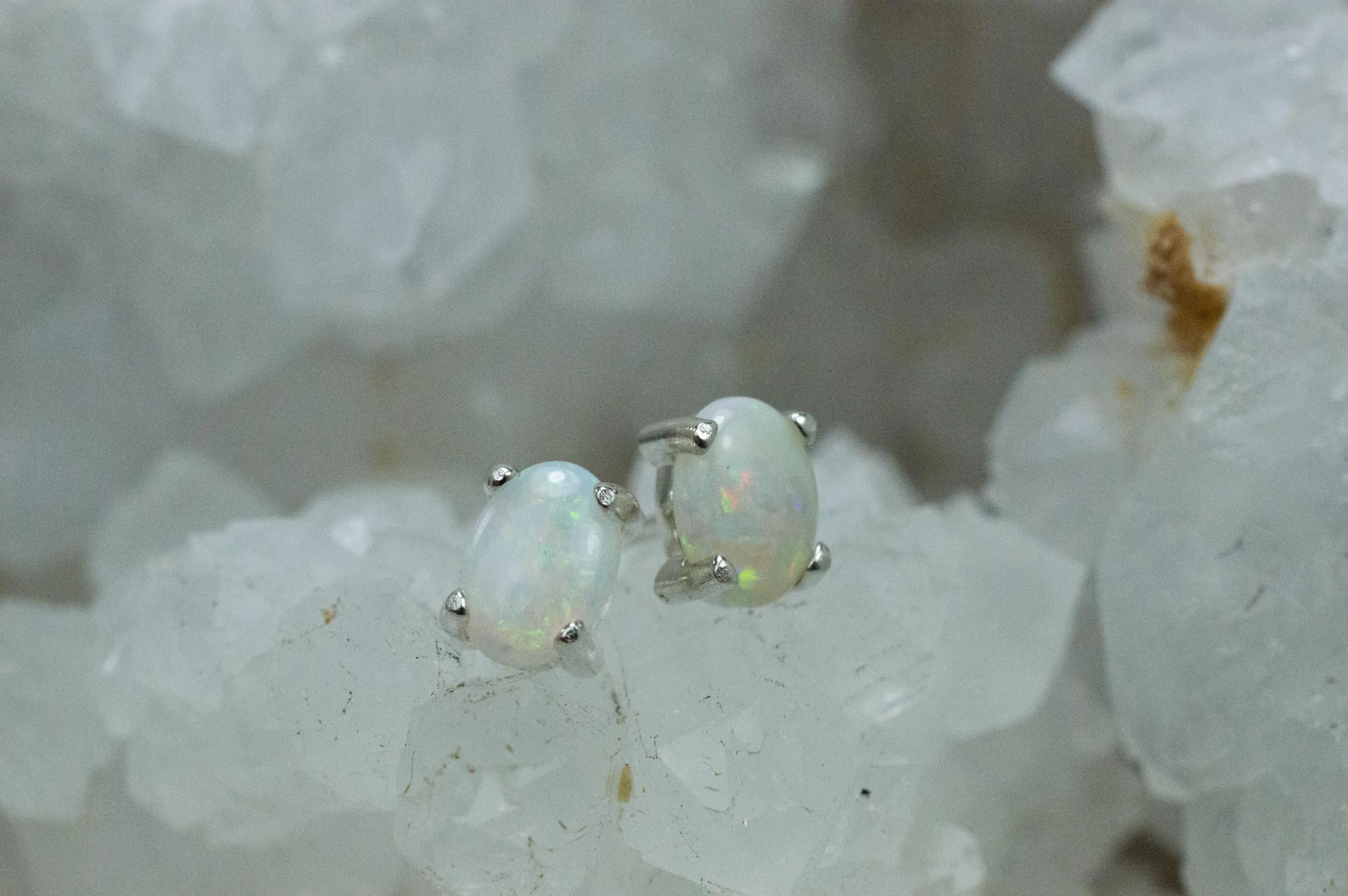 Opal Earrings, Natural Untreated Australia Opal; 0.995cts