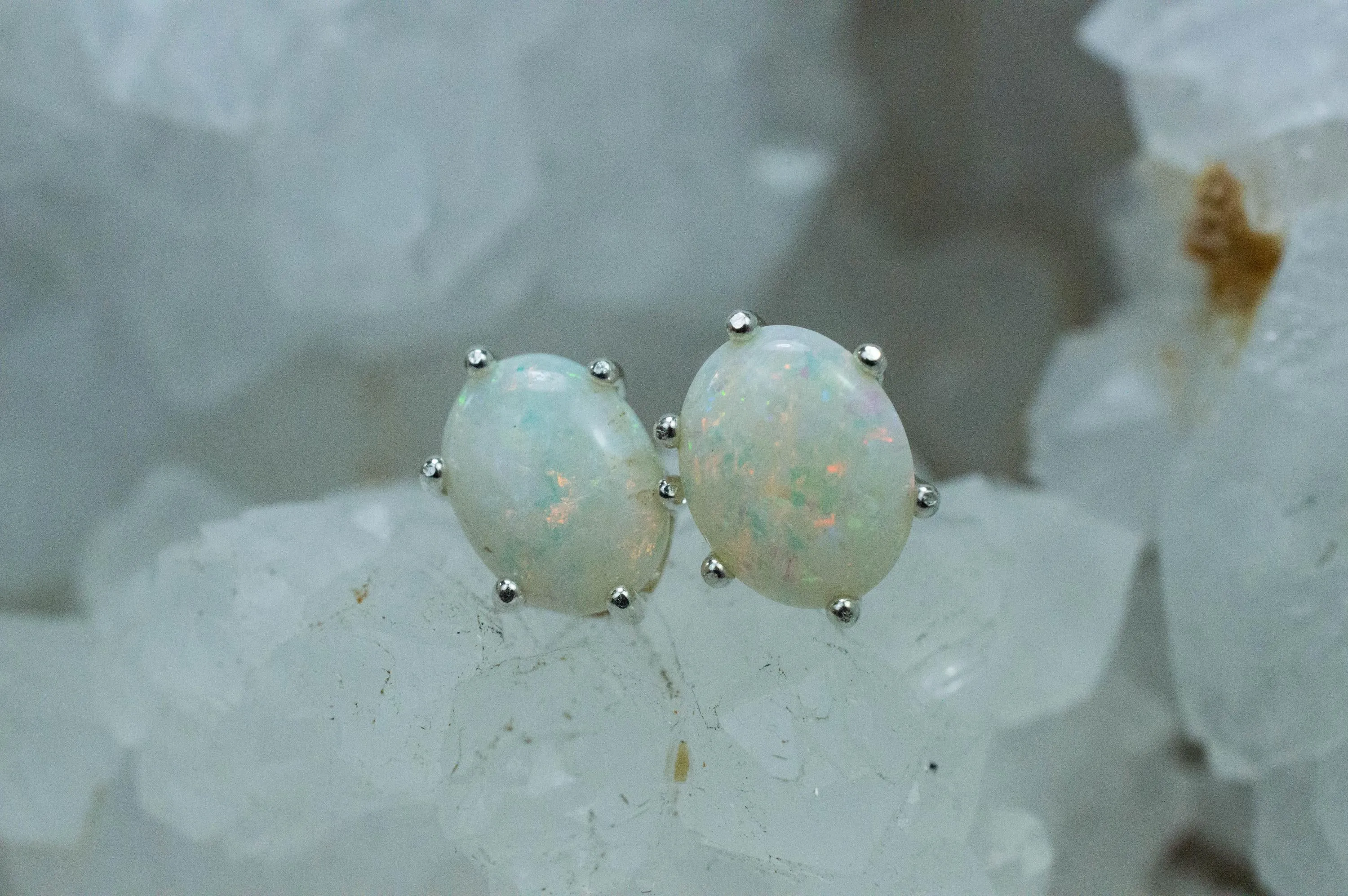 Opal Earrings, Natural Untreated Australia Opal; 1.885cts
