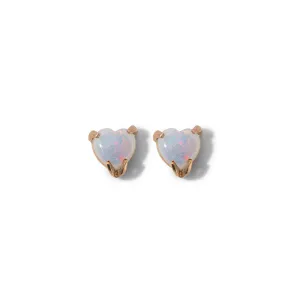 Opal Heart Stud, 9kt Yellow Gold