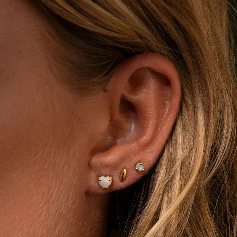 Opal Heart Stud, 9kt Yellow Gold