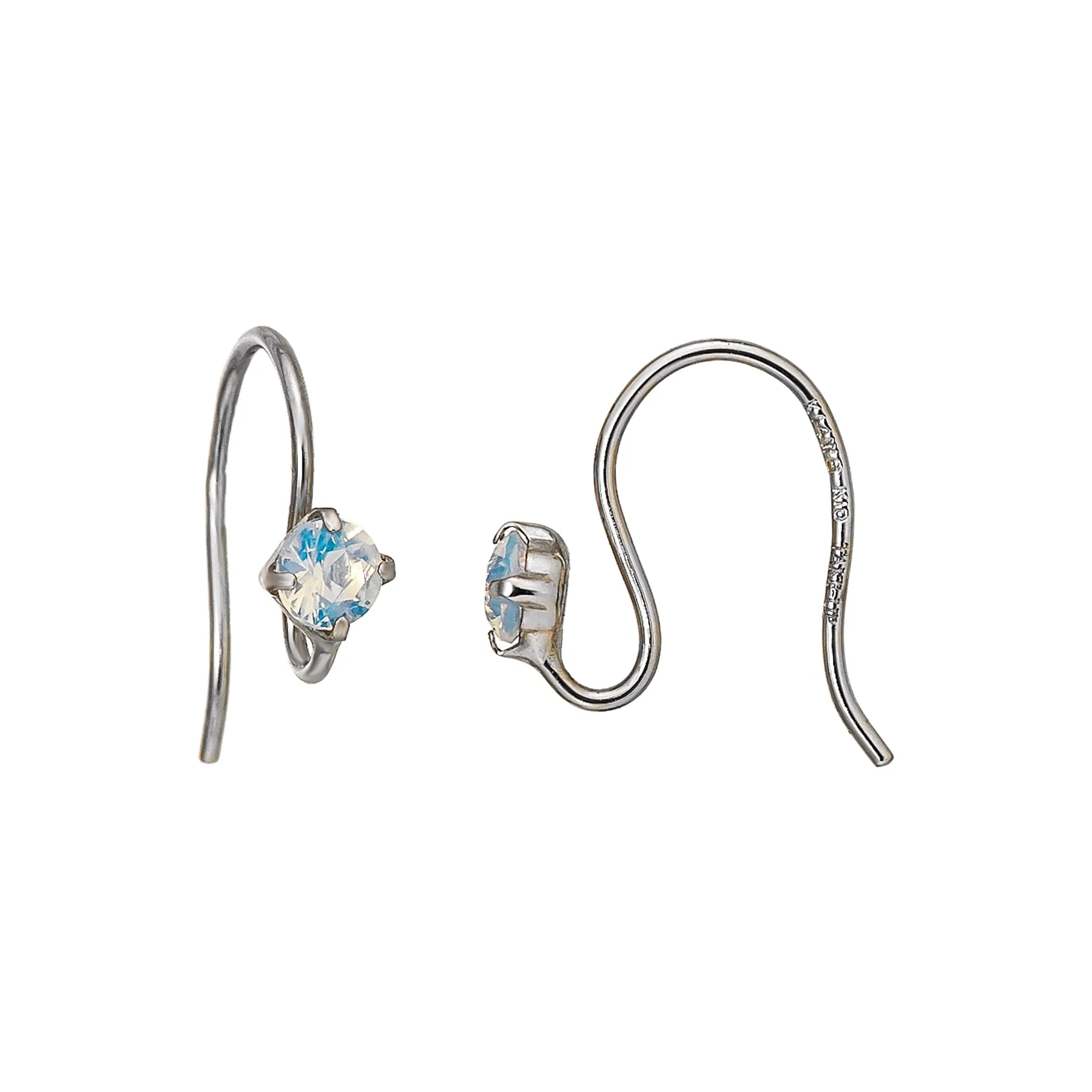 [Palette] 14K/10K Glass Opal Base Earrings (White Gold)
