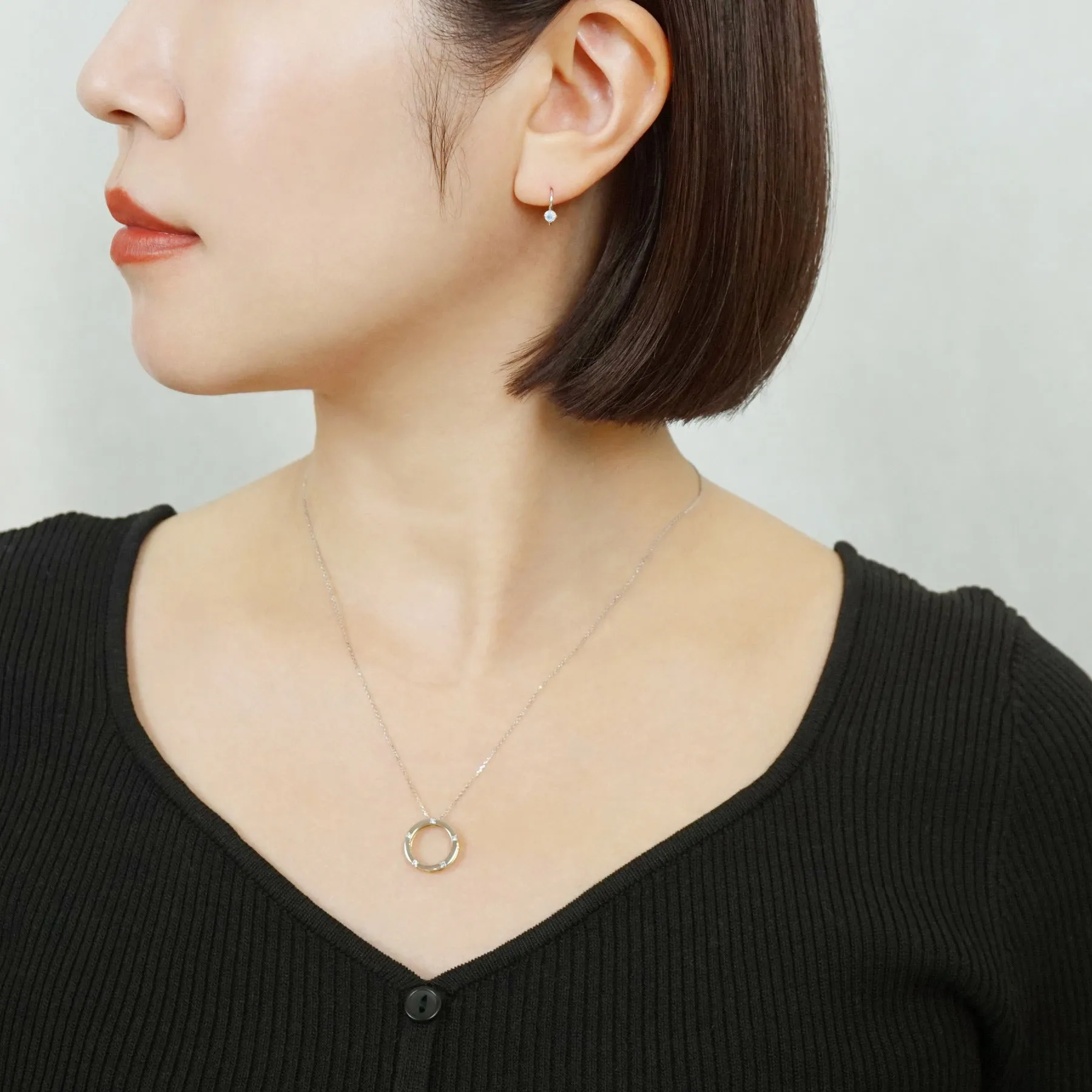 [Palette] 14K/10K Glass Opal Base Earrings (White Gold)