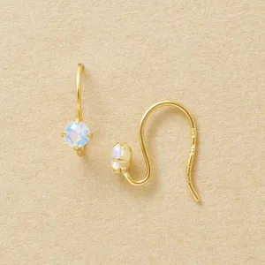 [Palette] 18K/10K Glass Opal Base Earrings (Yellow Gold)