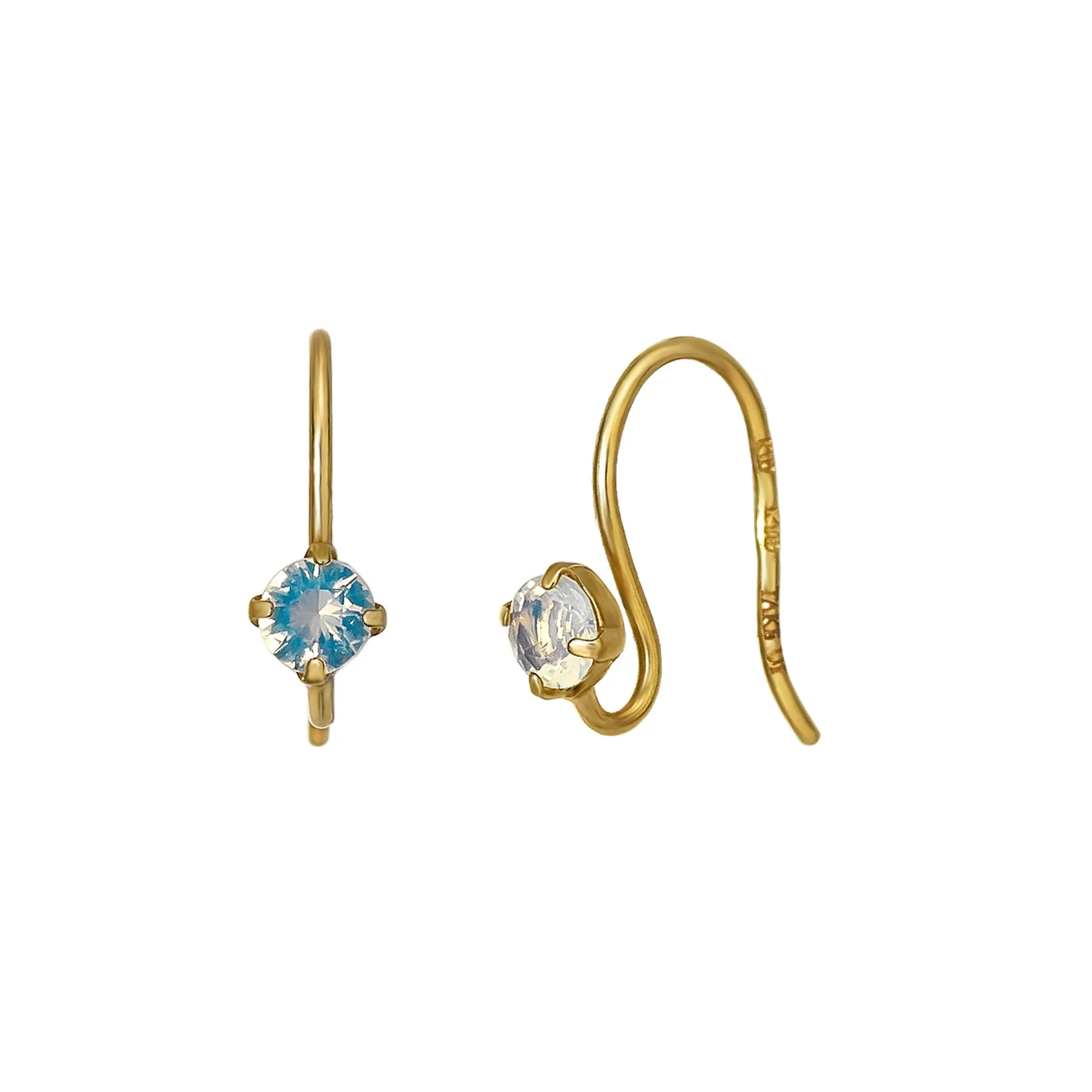 [Palette] 18K/10K Glass Opal Base Earrings (Yellow Gold)
