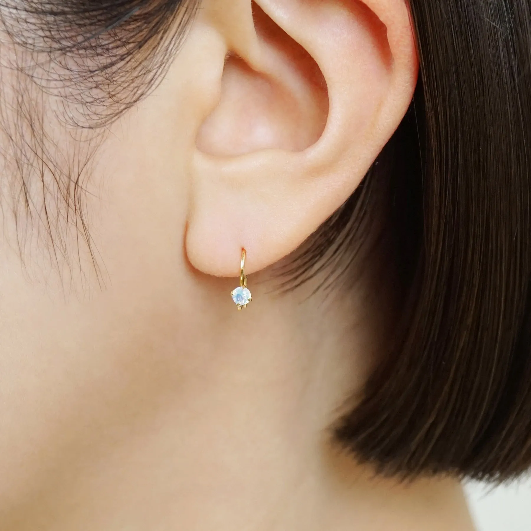 [Palette] 18K/10K Glass Opal Base Earrings (Yellow Gold)