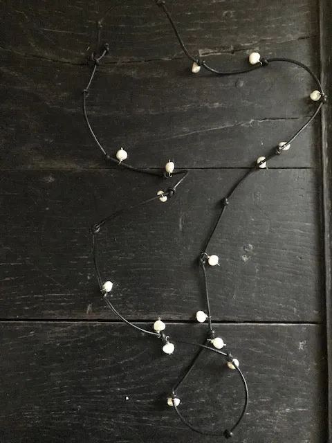 Pearl and Leather Wrap Necklace