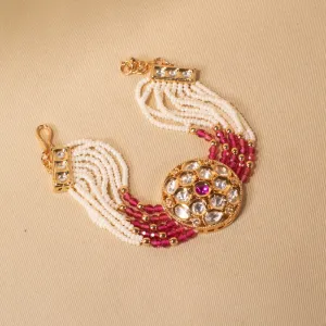 Raadhika Pearl Bracelet - Ruby- Pratha Collection