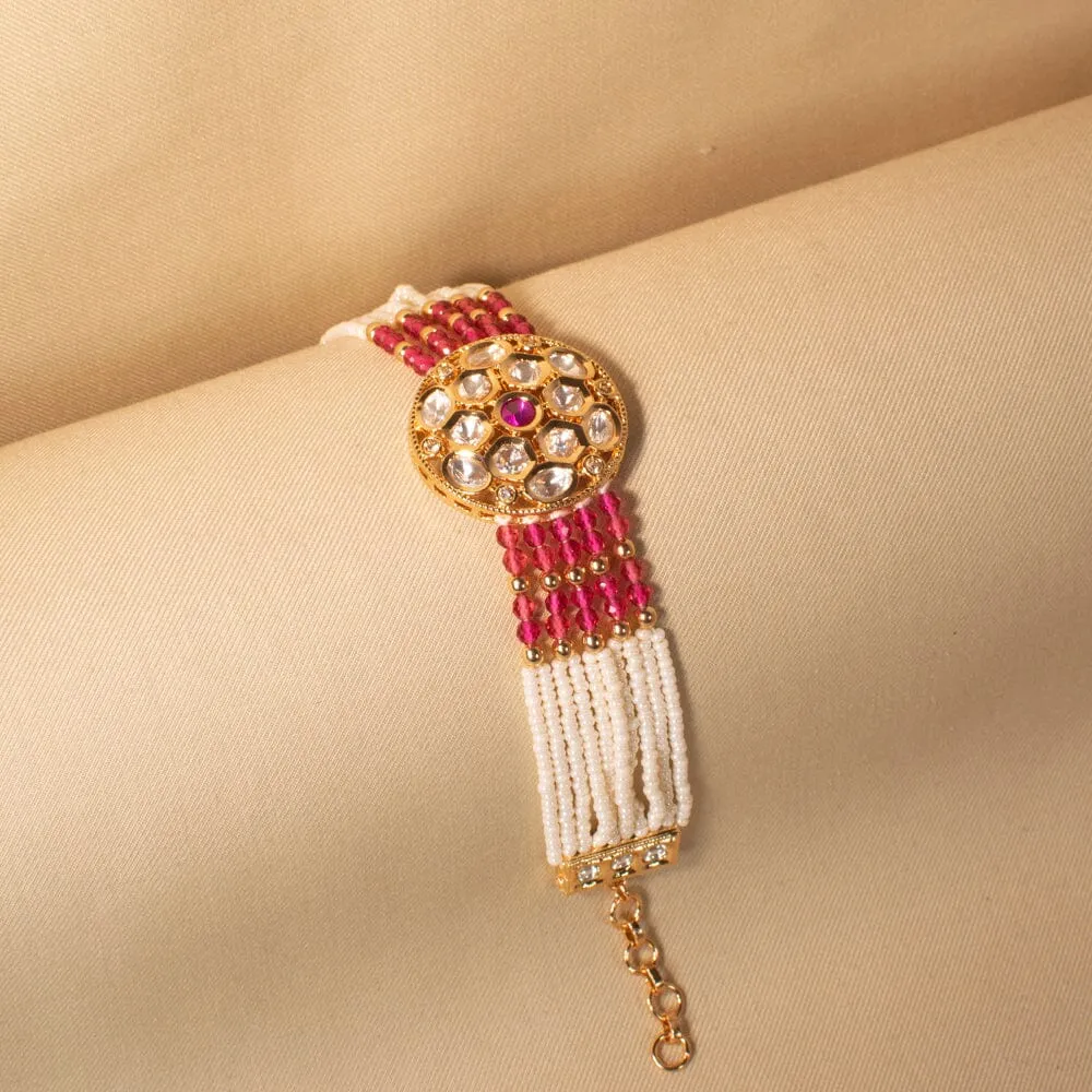 Raadhika Pearl Bracelet - Ruby- Pratha Collection