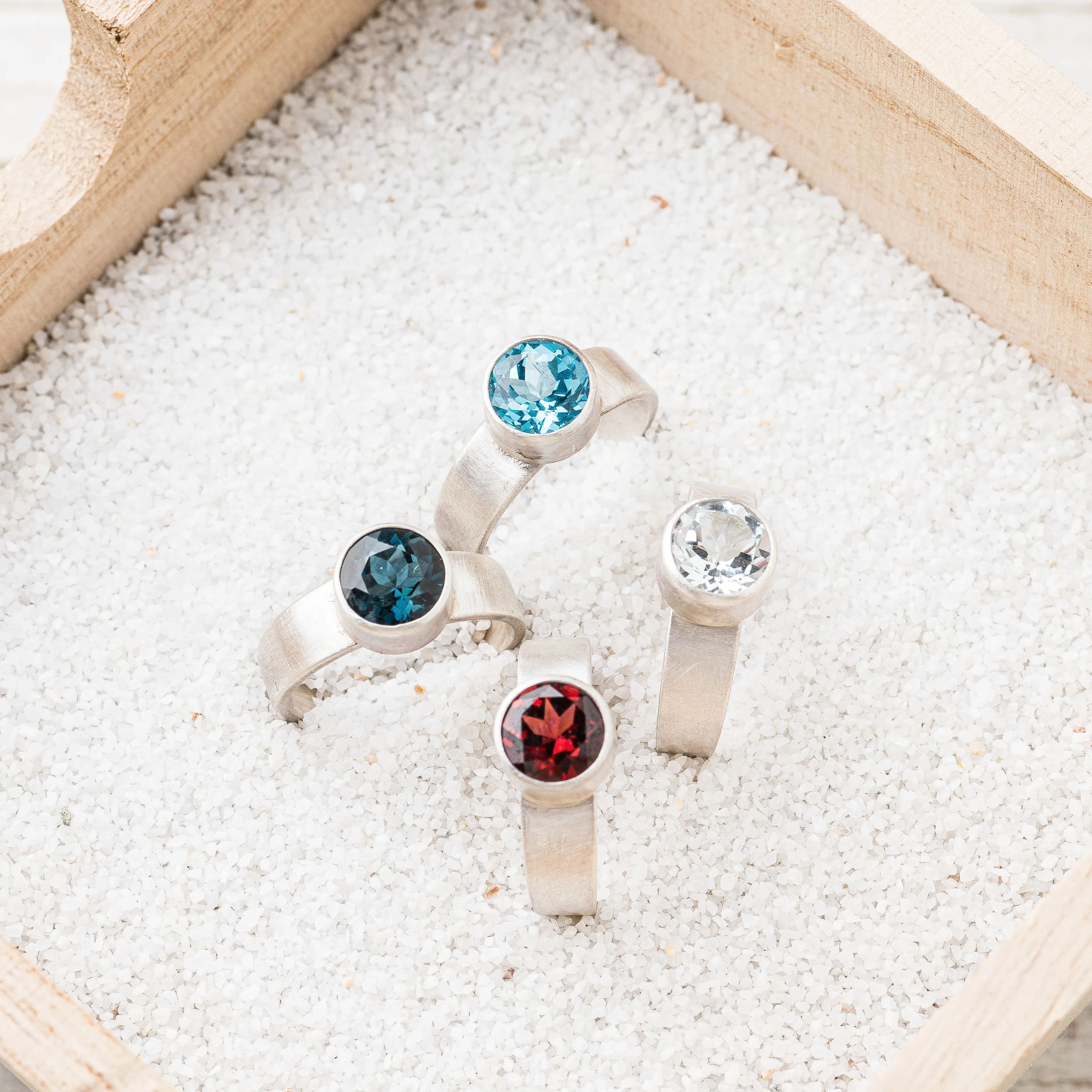 Red Garnet Round Ring on Tapered Band