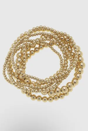 Ruby Ball Beaded Bracelet Set