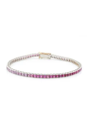 Ruby Pink Sapphire Ombre Tennis Bracelet