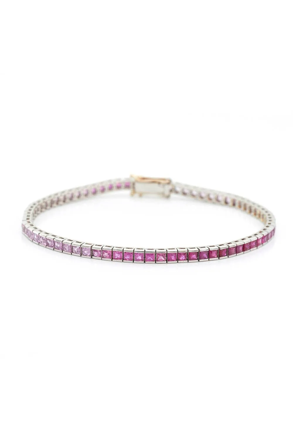 Ruby Pink Sapphire Ombre Tennis Bracelet