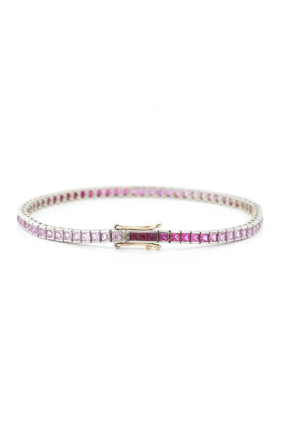 Ruby Pink Sapphire Ombre Tennis Bracelet