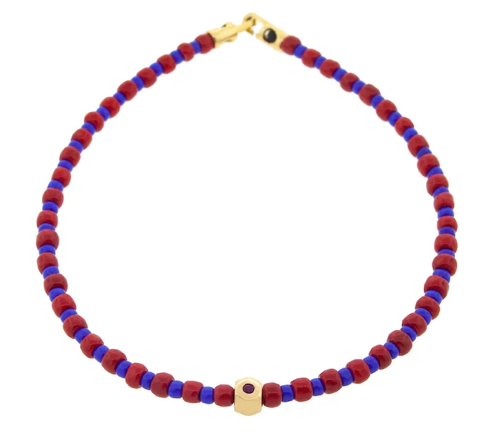 Ruby Tetra Beaded Bracelet with Hook Clasp