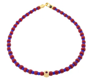 Ruby Tetra Beaded Bracelet with Hook Clasp