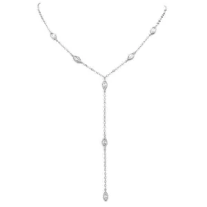Silver Cubic Zirconia Y Shaped Necklace