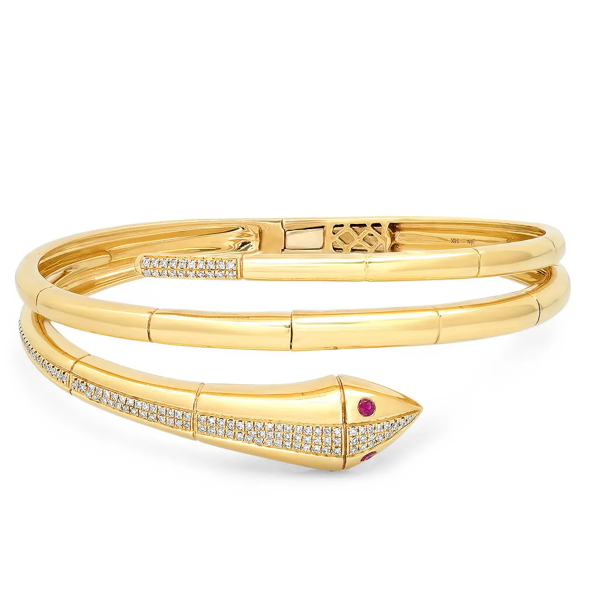 Snake Triple Wrap Hinge Cuff Bracelet