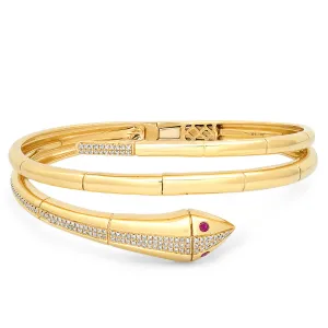 Snake Triple Wrap Hinge Cuff Bracelet