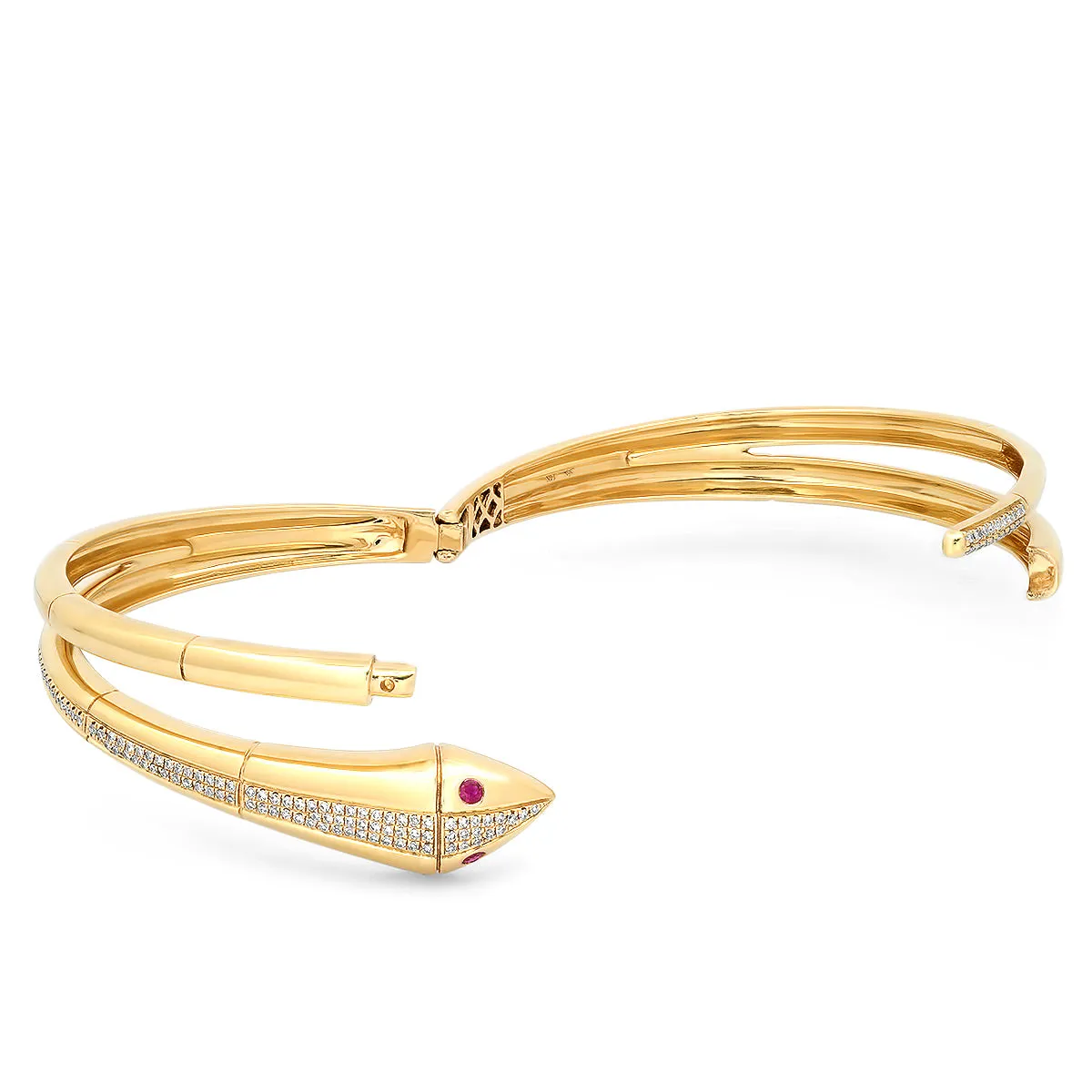 Snake Triple Wrap Hinge Cuff Bracelet