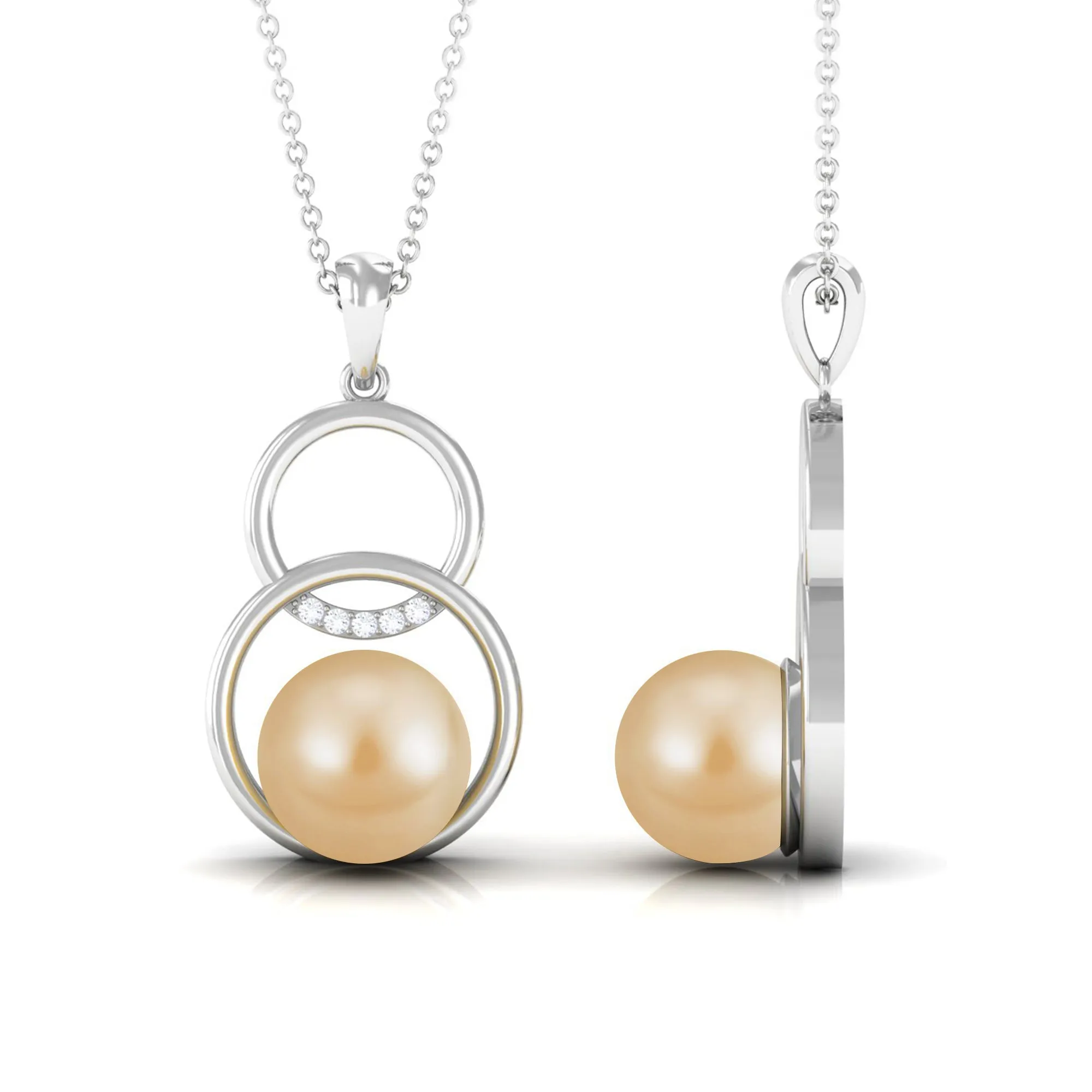 South Sea Pearl and Diamond Open Circle Drop Pendant