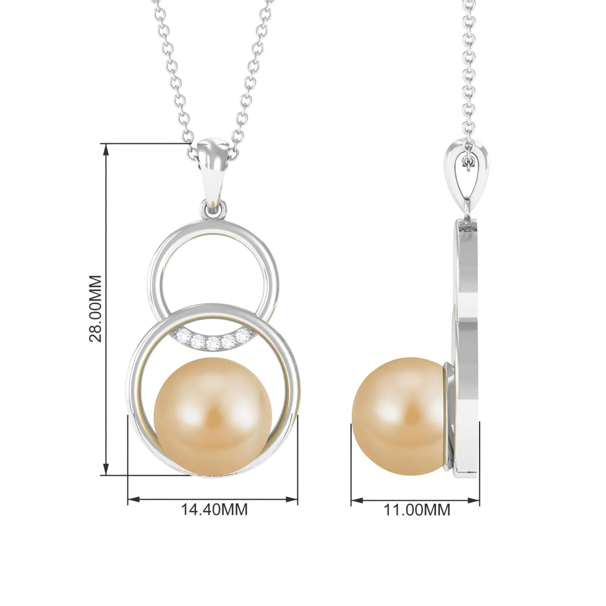 South Sea Pearl and Diamond Open Circle Drop Pendant